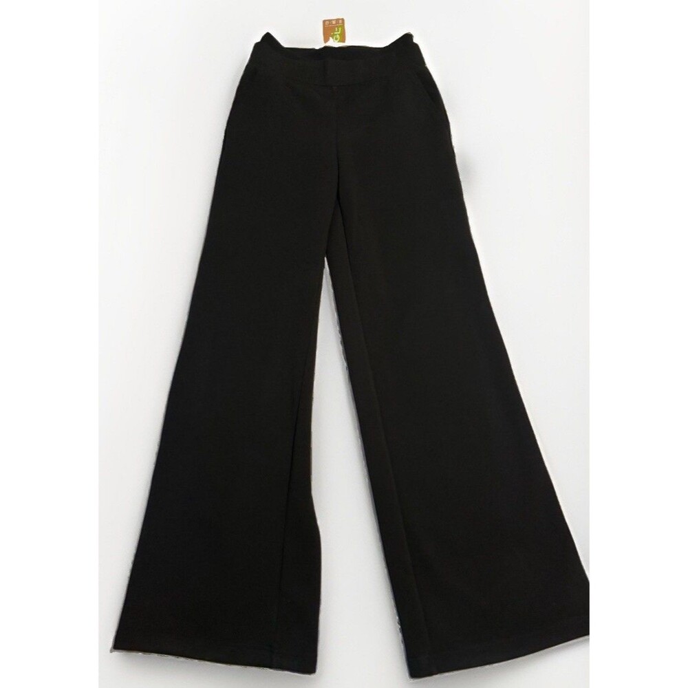 NWT OGL FuzzLuxe Double Waistband Pants Black  Wide Leg Pockets Small TALL